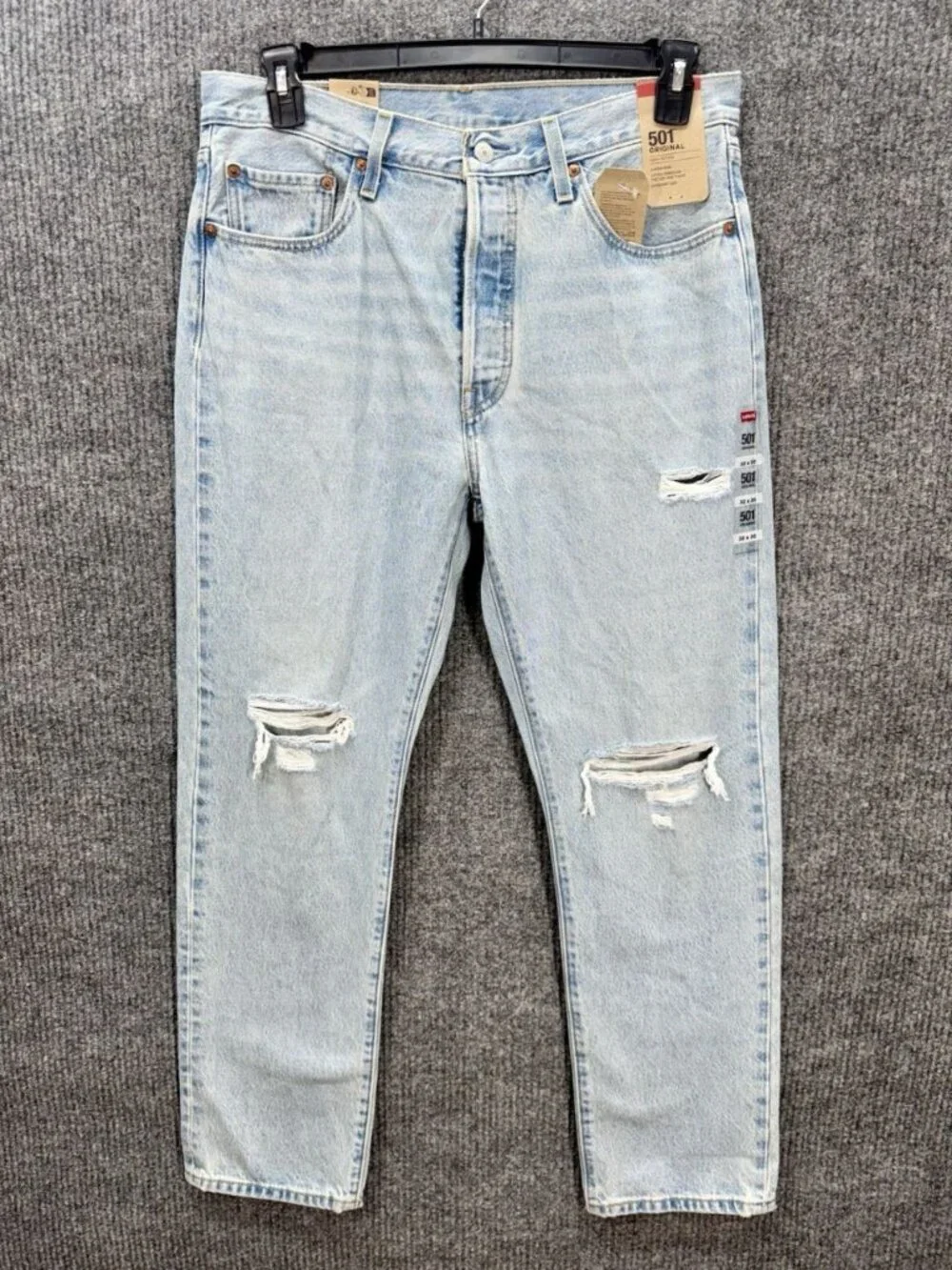 Levis 501 XX Jeans Mens 32x30 Blue Light Wash Button Fly Straight Leg Distressed